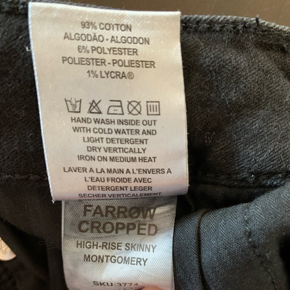 DL1961 Farrow Cropped High Rise Skinny Jeans in Black Size 27 with Ripped Hem - Picture 10 of 11